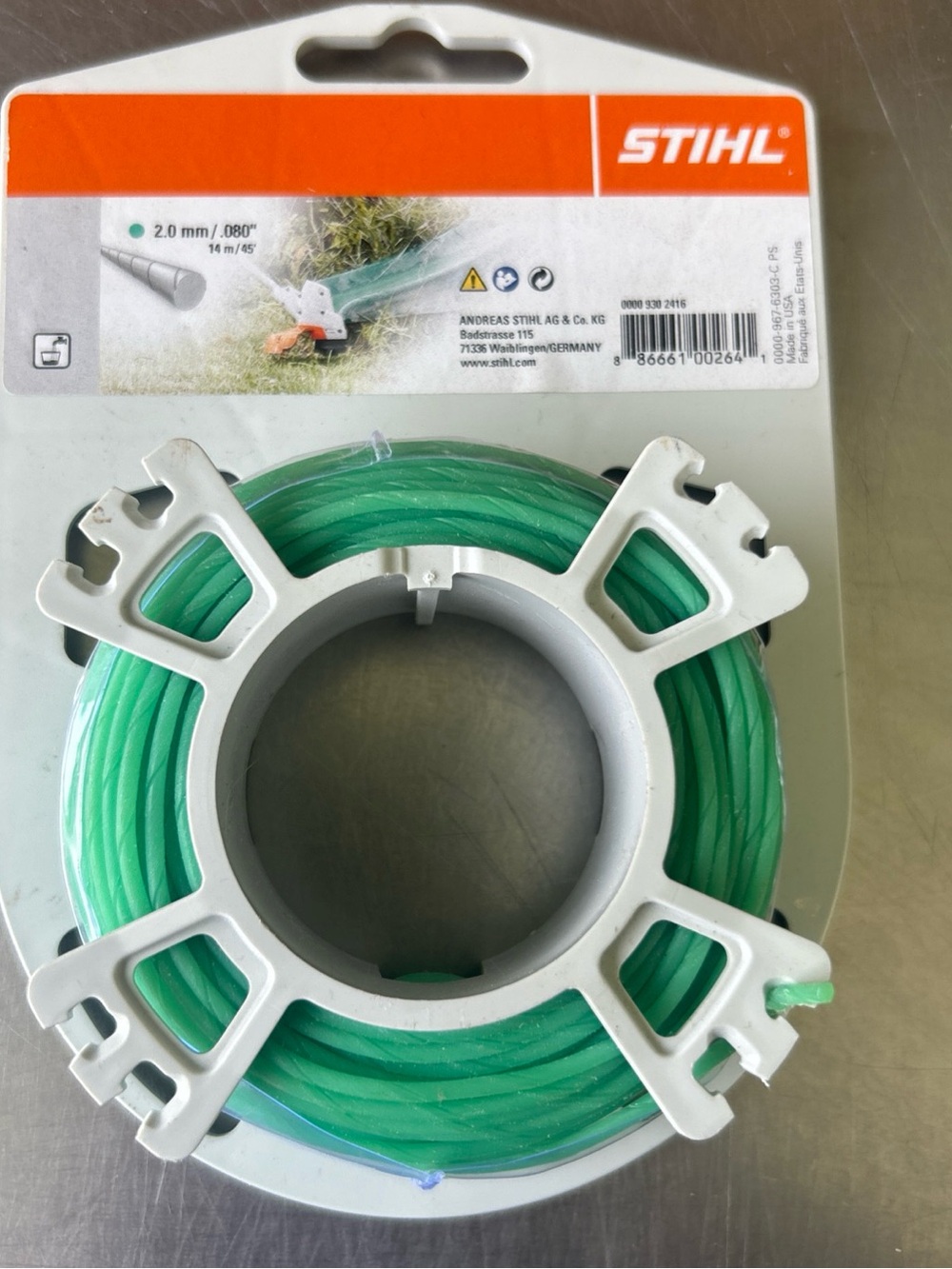 Genuine Stihl 0000 930 2416  2.0mm / .080" x 15.3m / 50' Green, Round